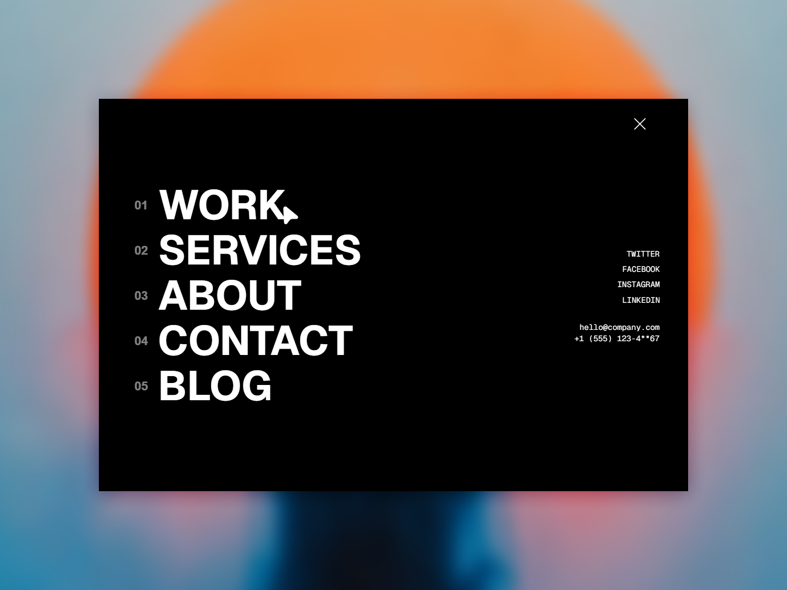 Full screen menu framer component
